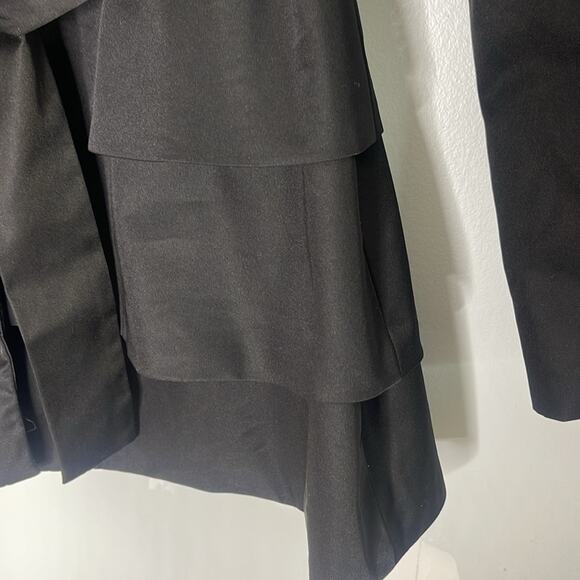 CYNTHIA ROWLEY A Line Flared Tiered Button Polyester Belted Coat Size Small - Picture 4 of 6